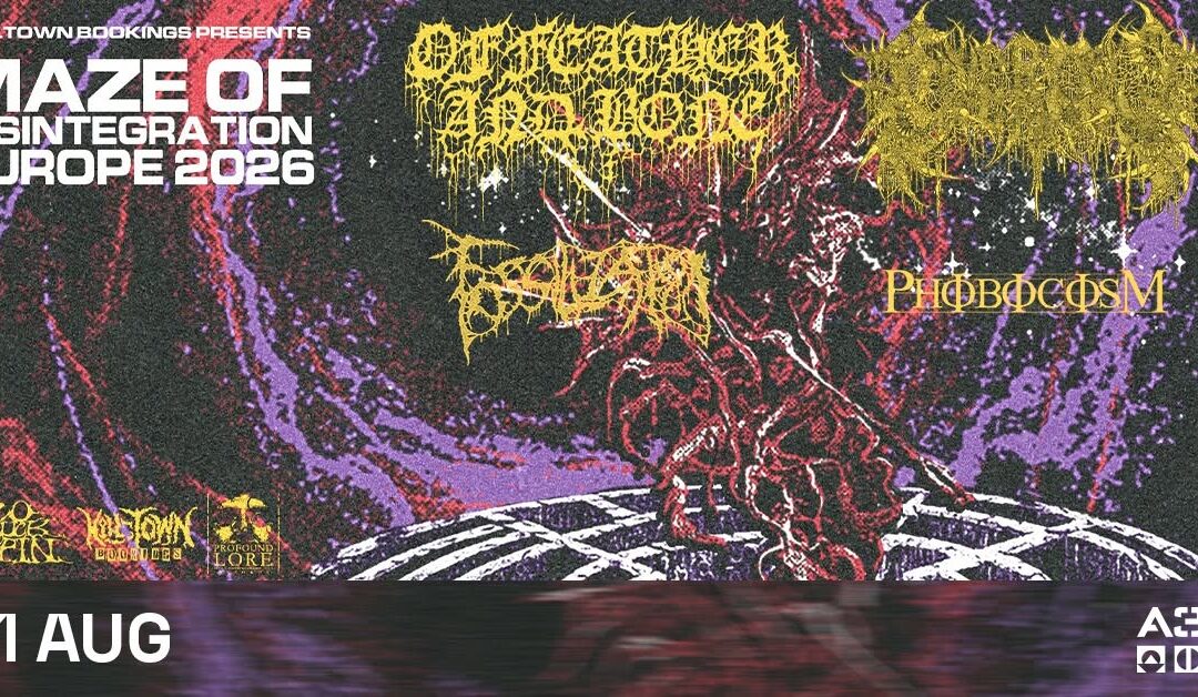 OF FEATHER AND BONE, CIVEROUS, FOSSILIZATION és PHOBOCOSM  koncert az A38-on